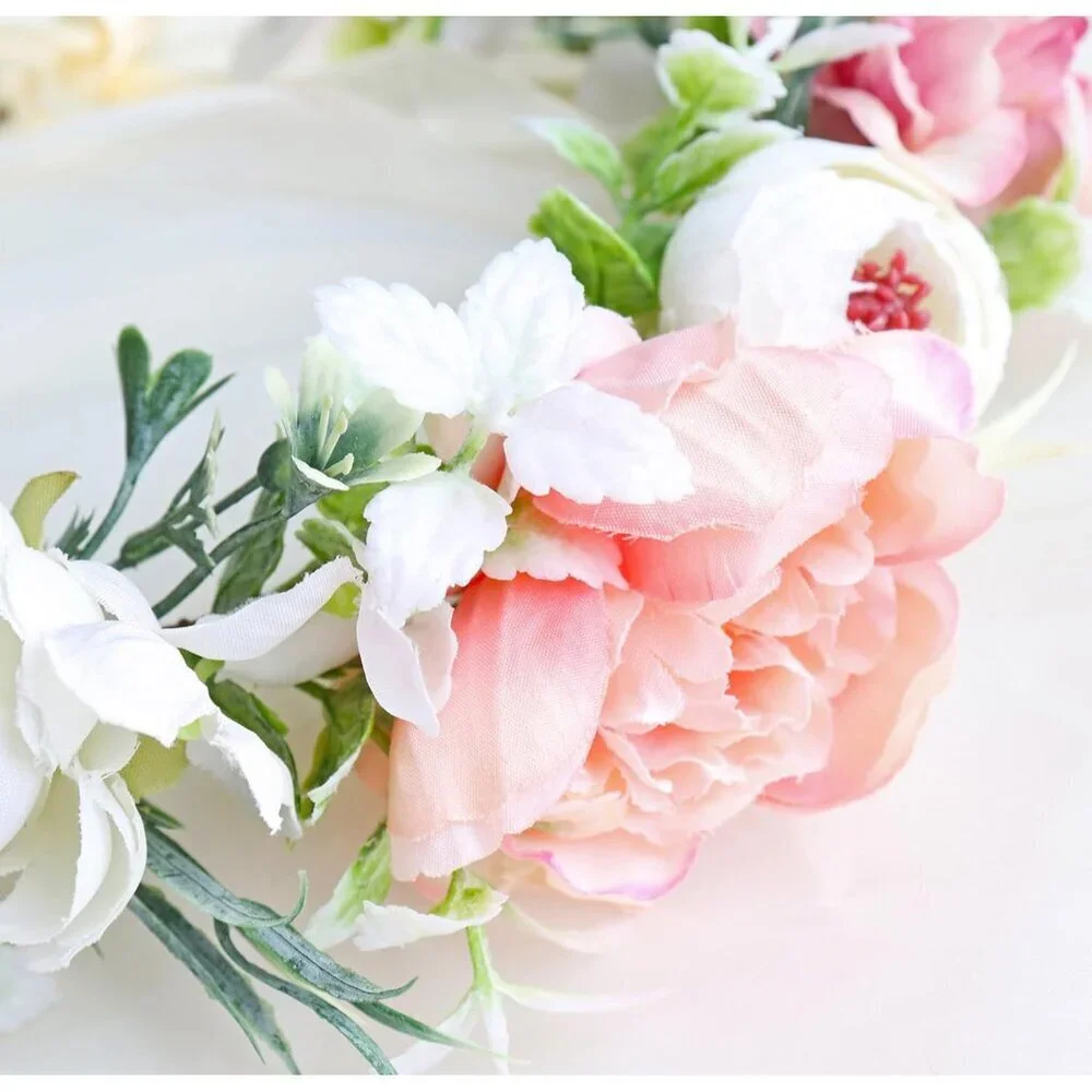 Bridal Flower Crown Floral Headpiece Wedding Party Headband Adjustable